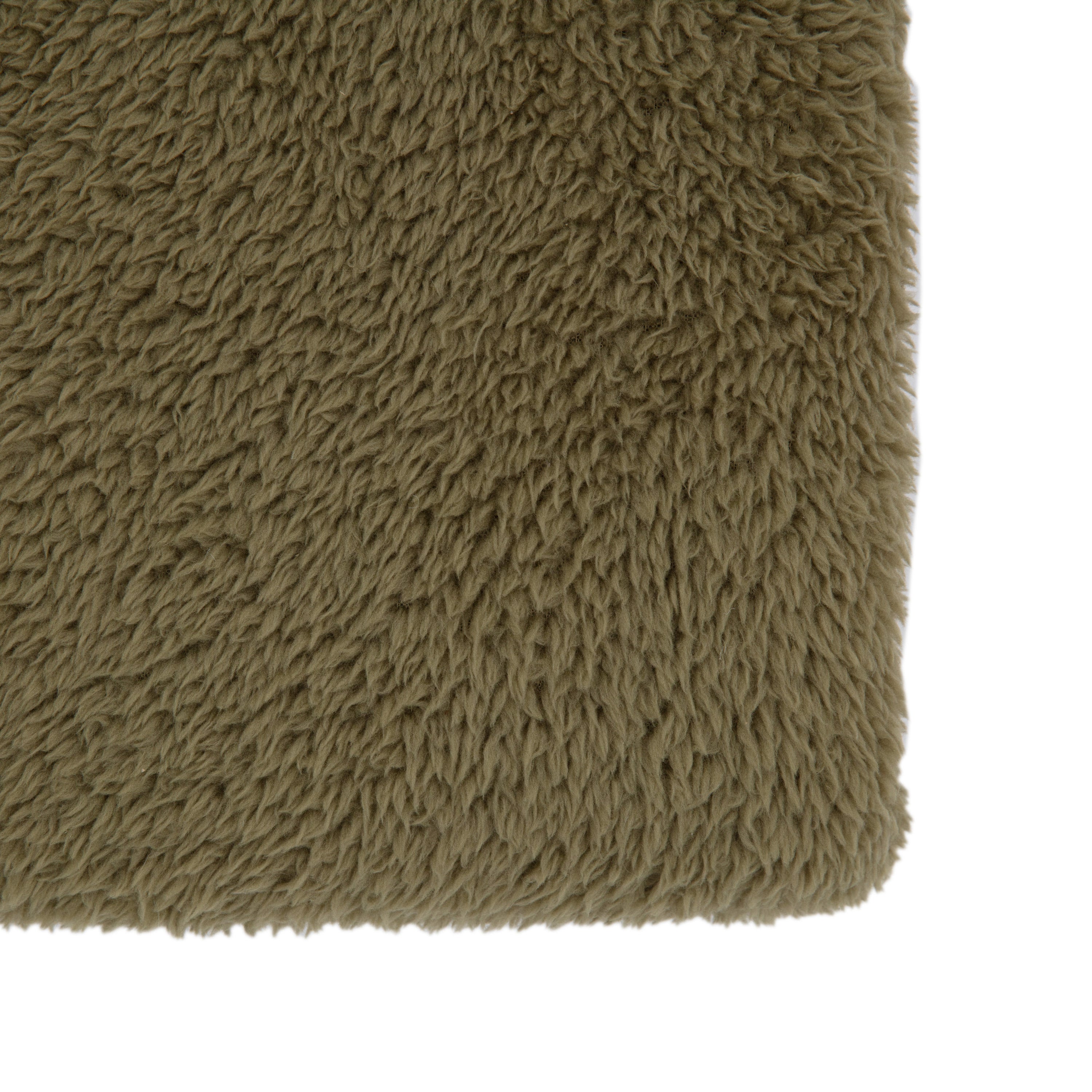 Teddy Olive Green Fleece Throw